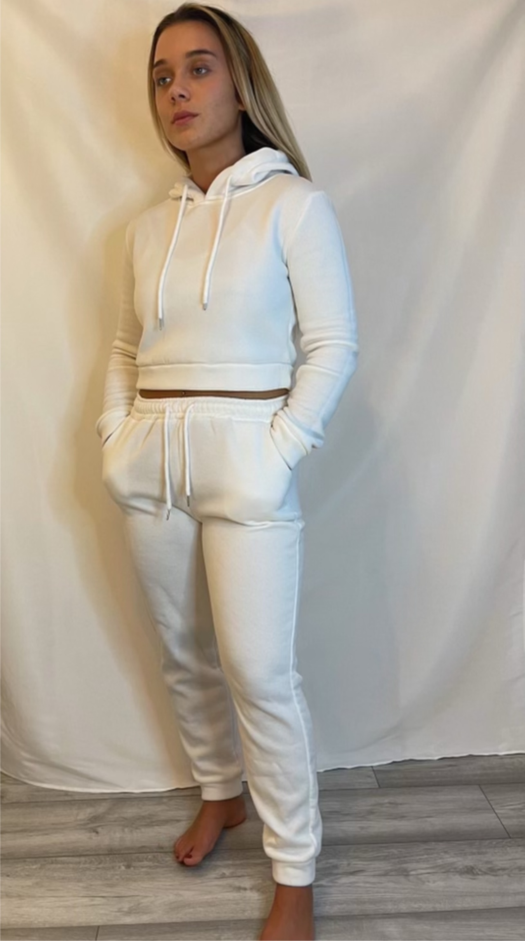 White Cropped Hoodie