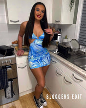 Load image into Gallery viewer, Alisha Blue Bodycon Marble Dress
